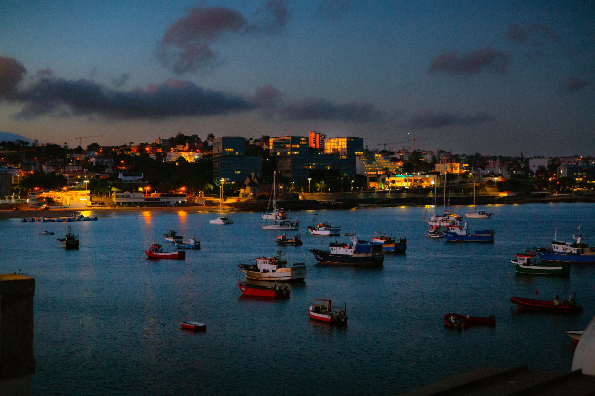 Portugal — harbor at dusk, Cascais